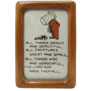 All Things Bright and Beautiful Finished Counted‎ Cross Stitch Framed with Glass